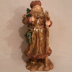 Gold Santa With Walking Stick